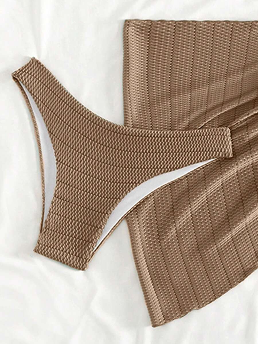 Ensemble de bikini et jupe avec Top à col ras-du-cou et dos nu